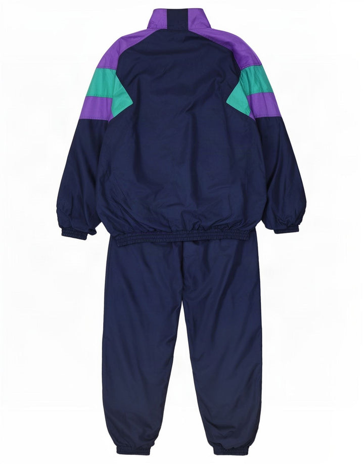 Vintage Mens Full Tracksuit Medium Navy Blue Colourblock Polyamide