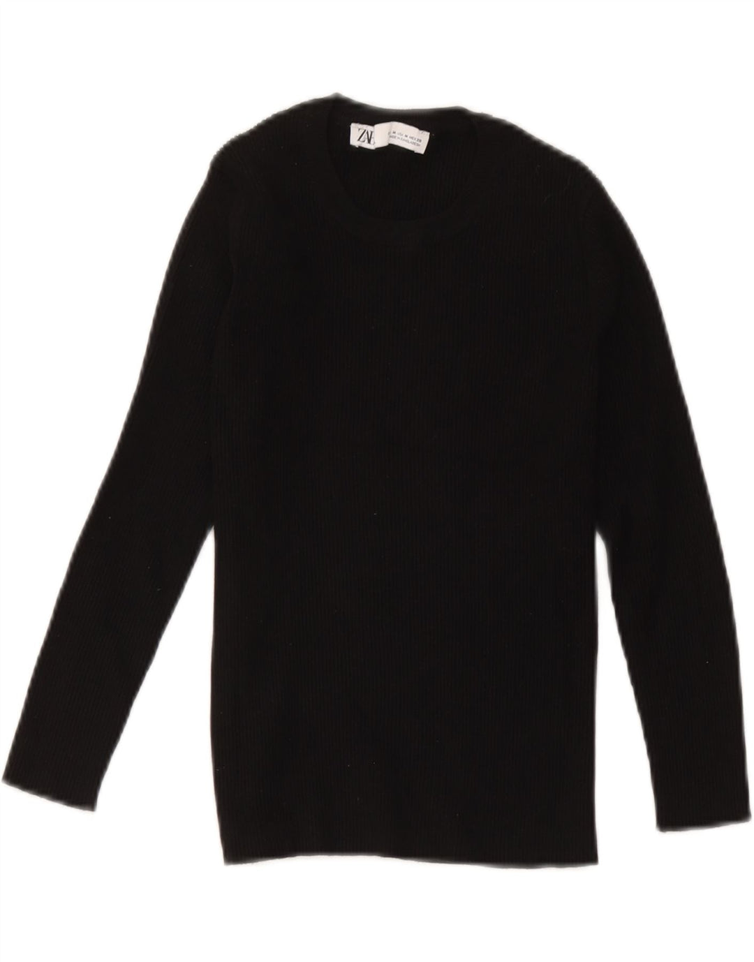 Zara Womens Top Long Sleeve UK 12 Medium Black Viscose