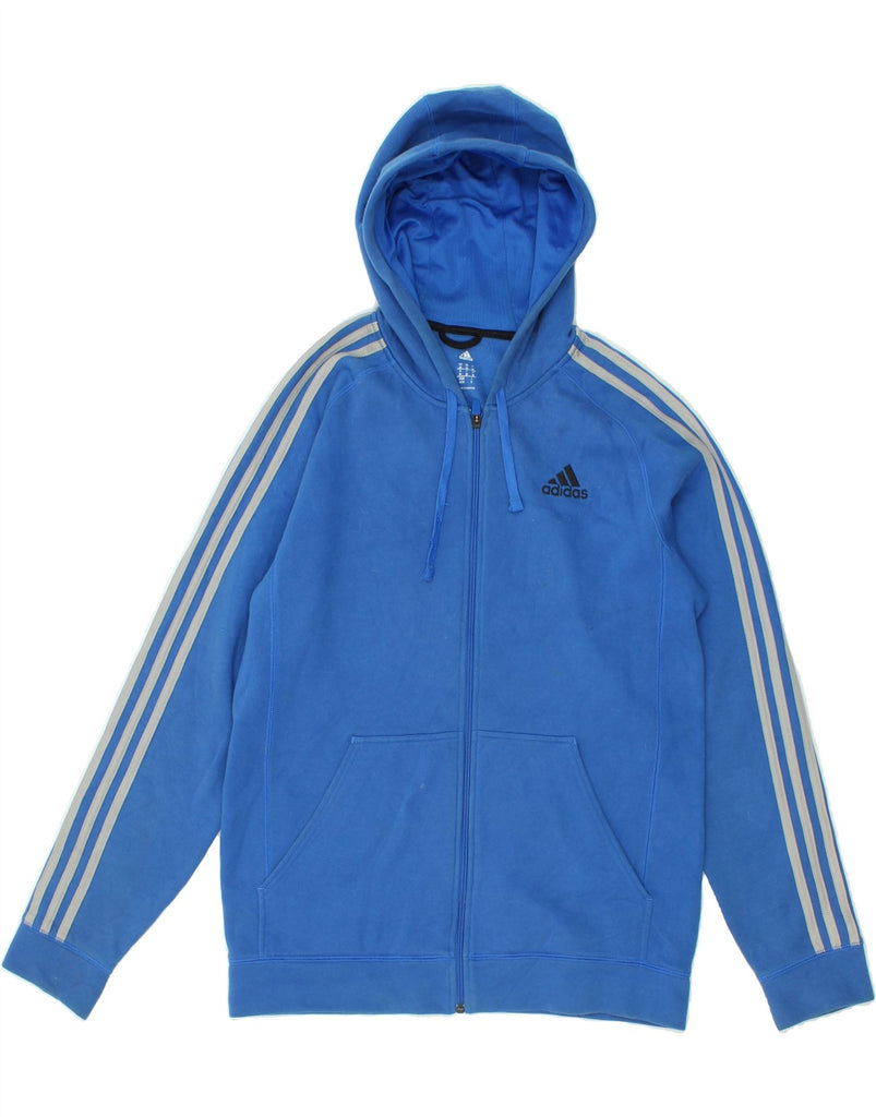 ADIDAS Mens Zip Hoodie Sweater Medium Blue Cotton | Vintage Adidas | Thrift | Second-Hand Adidas | Used Clothing | Messina Hembry 