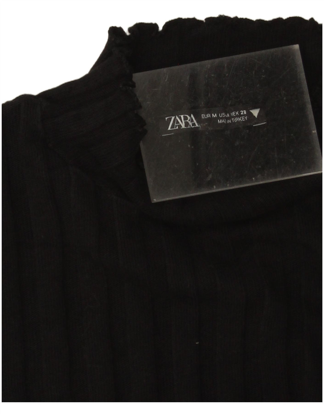 Zara Womens Crop Turtle Neck Jumper Sweater UK 12 Medium Black