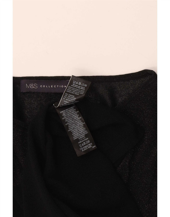Marks & Spencer Womens Top Long Sleeve UK 18 XL Black Viscose