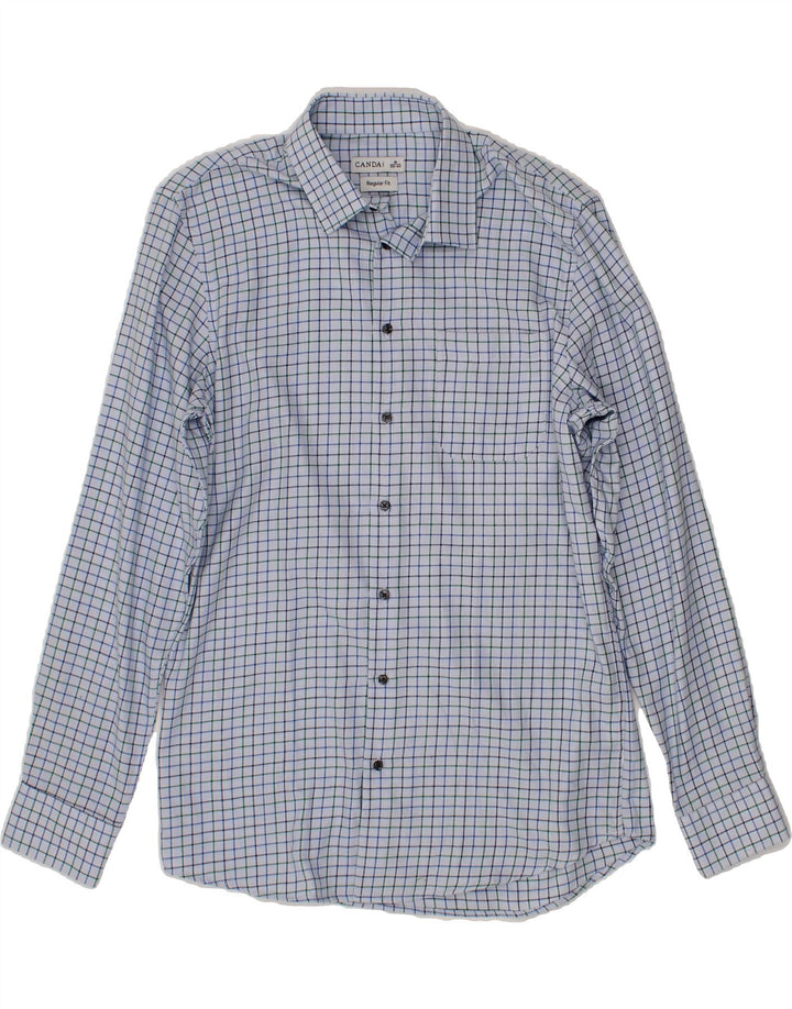 CANDA Mens Regular Fit Shirt Medium Blue Check Cotton Vintage Canda and Second-Hand Canda from Messina Hembry 