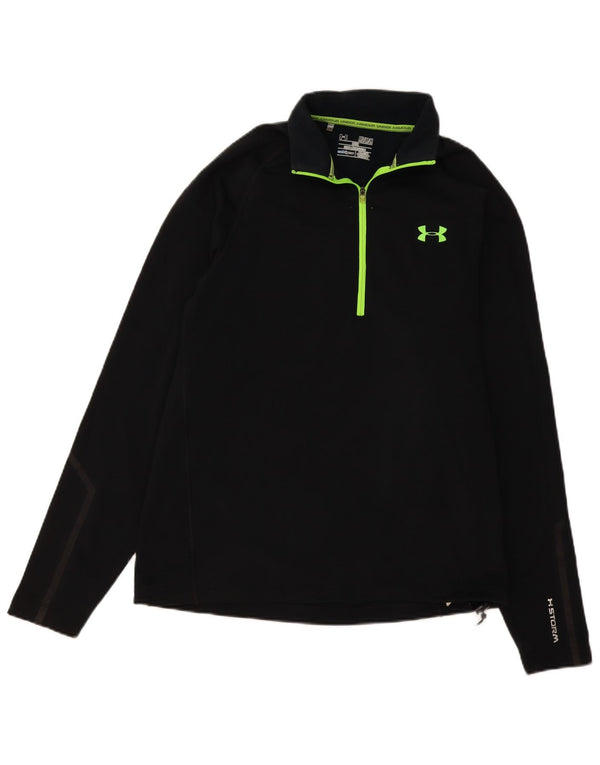 UNDER ARMOUR Mens Cold Gear Zip Neck Pullover Tracksuit Top Medium Black