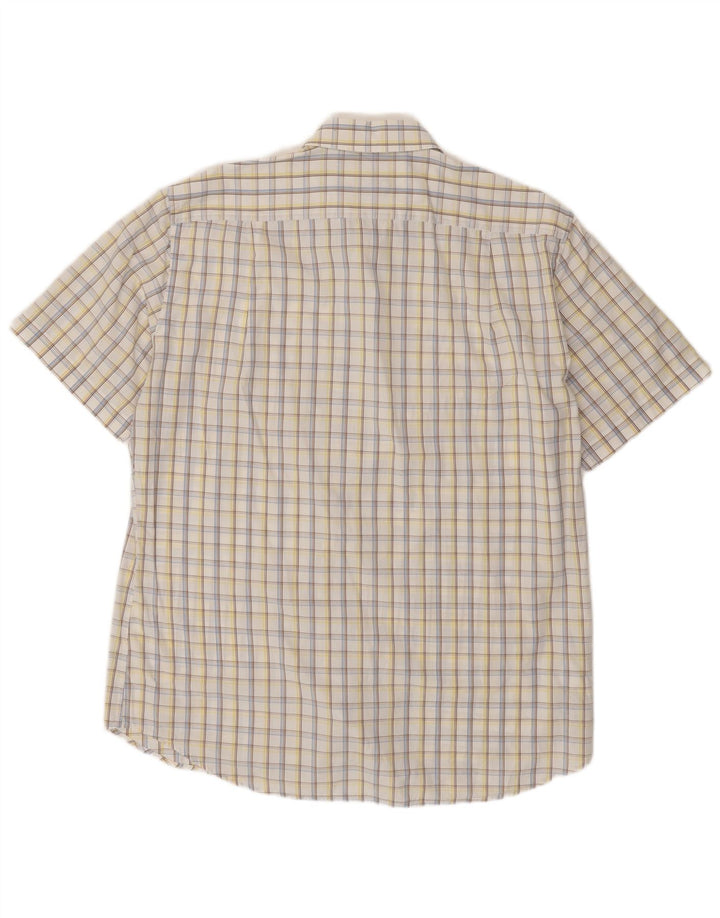 HUGO BOSS Mens Short Sleeve Shirt Size 16 1/2 42 Large White Check Cotton