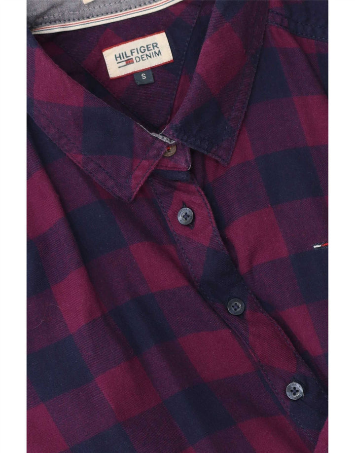 Tommy Hilfiger Womens Overshirt Shirt UK 10 Small Purple Check