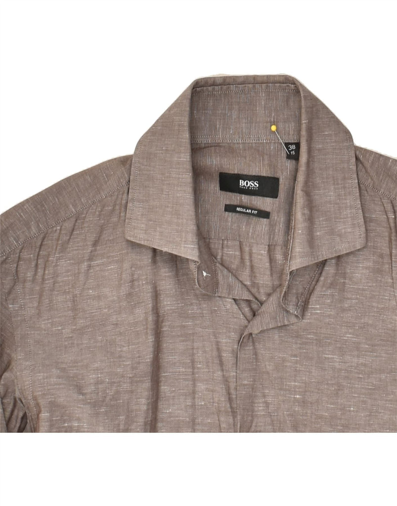 HUGO BOSS Mens Regular Fit Shirt Size 15 38 Medium Grey Flecked | Vintage Hugo Boss | Thrift | Second-Hand Hugo Boss | Used Clothing | Messina Hembry 