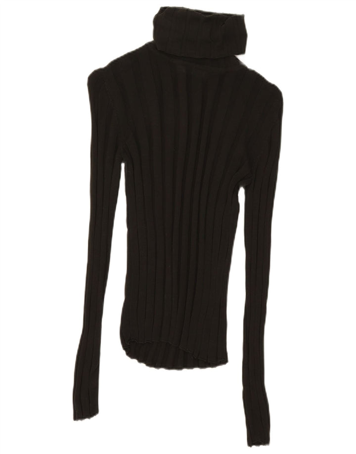 Zara Womens Top Long Sleeve UK 12 Medium Khaki Lyocell