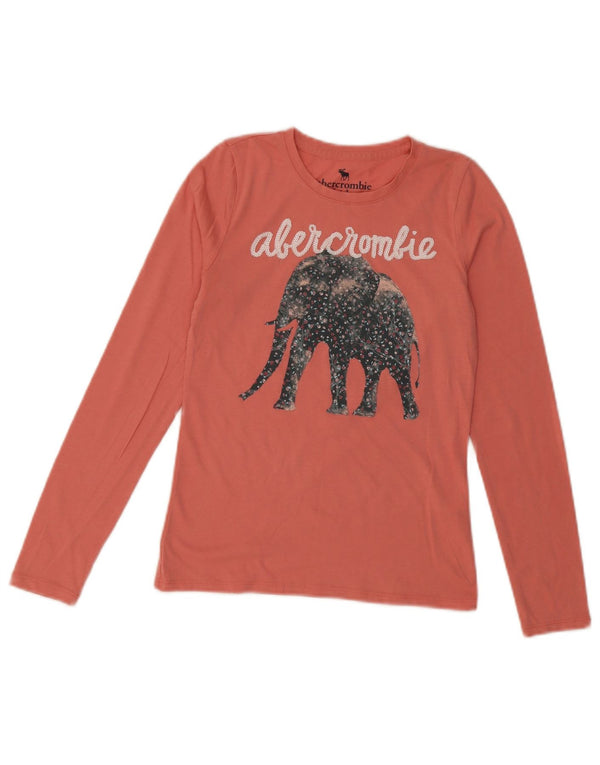 Abercrombie & Fitch Girls Graphic Top Long Sleeve 11-12 Years Pink Cotton