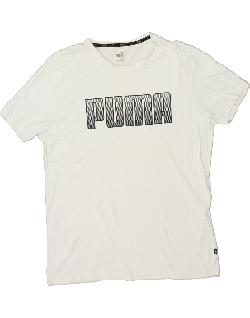 PUMA Mens Graphic T-Shirt Top XL White | Vintage Puma | Thrift | Second-Hand Puma | Used Clothing | Messina Hembry 