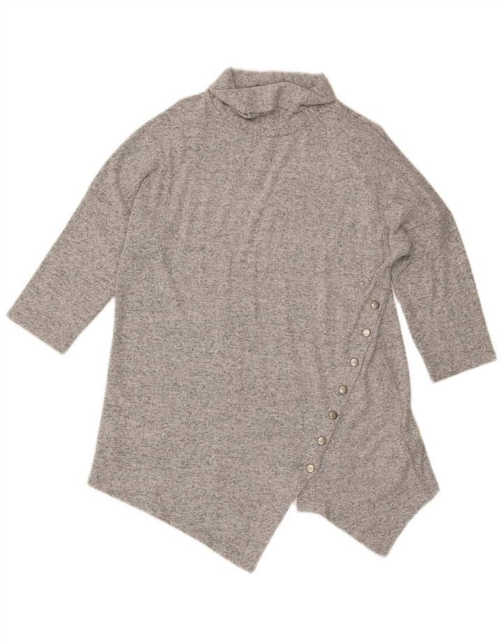 Phase Eight Womens Asymmetric 3/4 Sleeve Tunic Top UK 14 Large Grey Flecked
