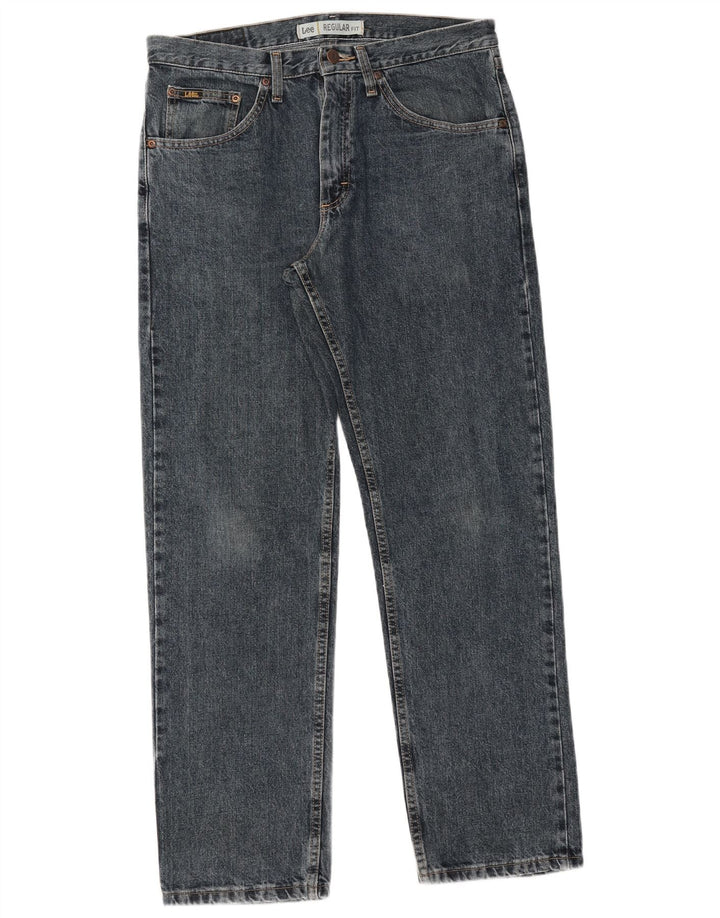 Lee Mens Regular Fit Straight Jeans  W32 L30 Blue Cotton
