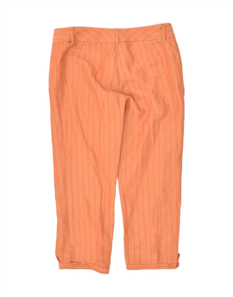 MASSIMO DUTTI Womens Tapered Capri Trousers W30 L23  Orange Striped Linen | Vintage Massimo Dutti | Thrift | Second-Hand Massimo Dutti | Used Clothing | Messina Hembry 