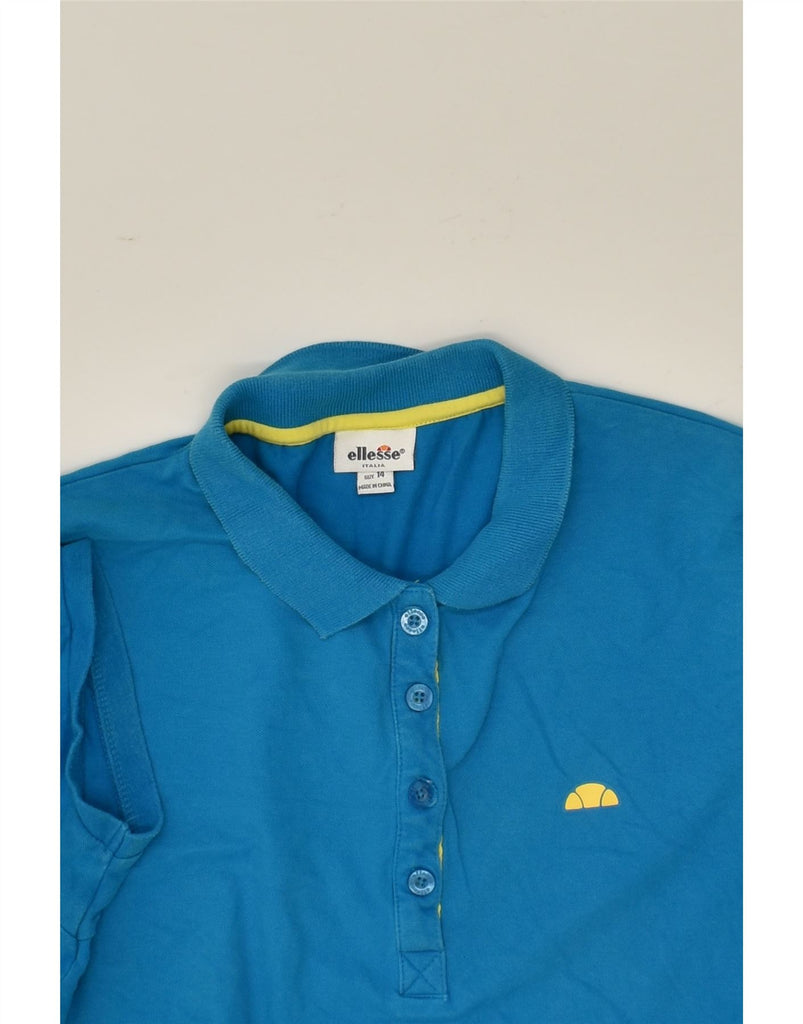 ELLESSE Womens Polo Shirt UK 14 Medium Blue Cotton | Vintage Ellesse | Thrift | Second-Hand Ellesse | Used Clothing | Messina Hembry 