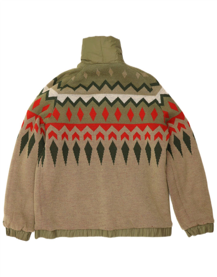 Silvy Mens Reversible Jacket UK 38 Medium Green Geometric Cotton