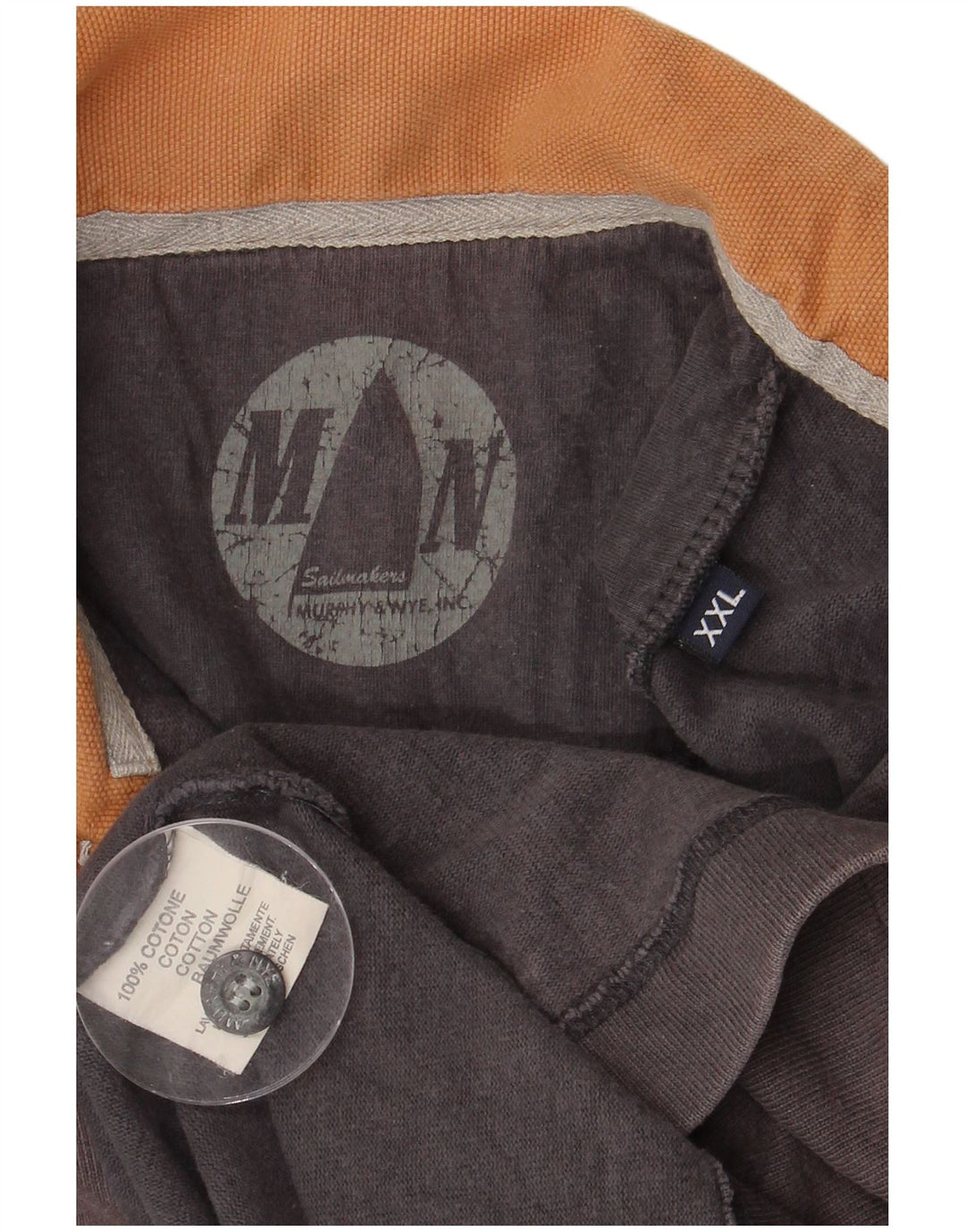 MURPHY & NYE Mens Sailmakers Graphic Rugby Polo Shirt 2XL Grey Colourblock