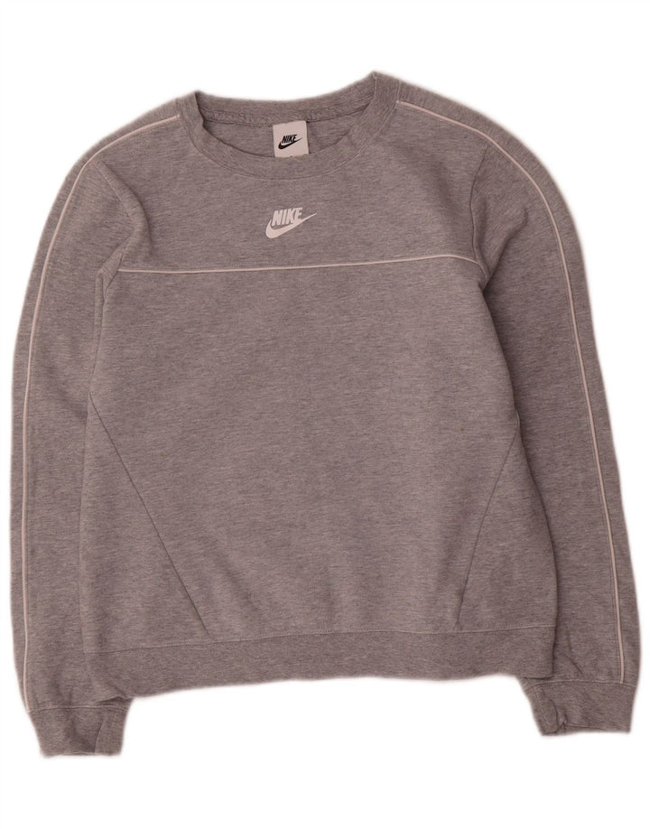 Nike Womens Oversized Sweatshirt Jumper UK 10 Small Grey Flecked Cotton