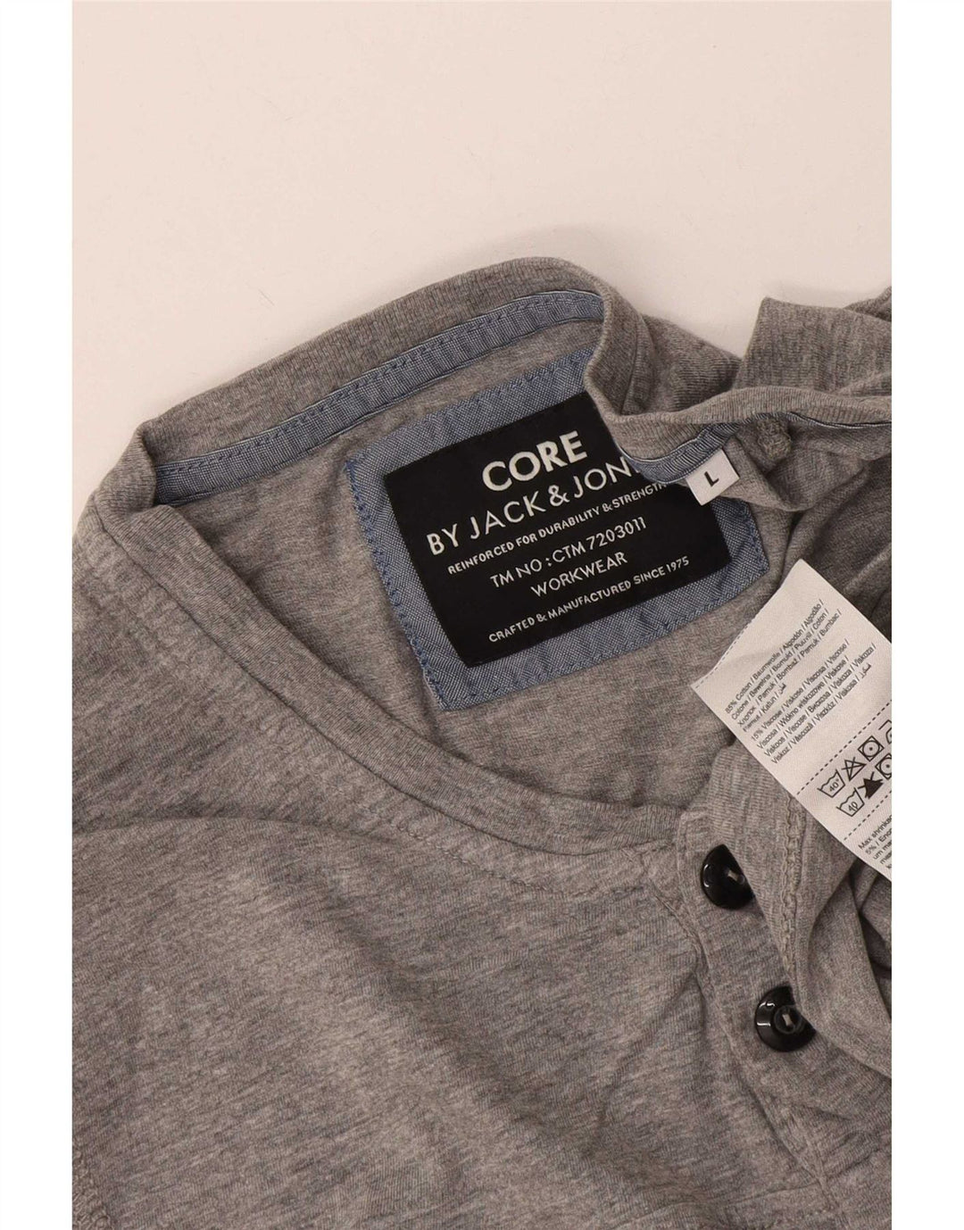 Jack & Jones Mens Top Long Sleeve Large Grey Flecked Cotton