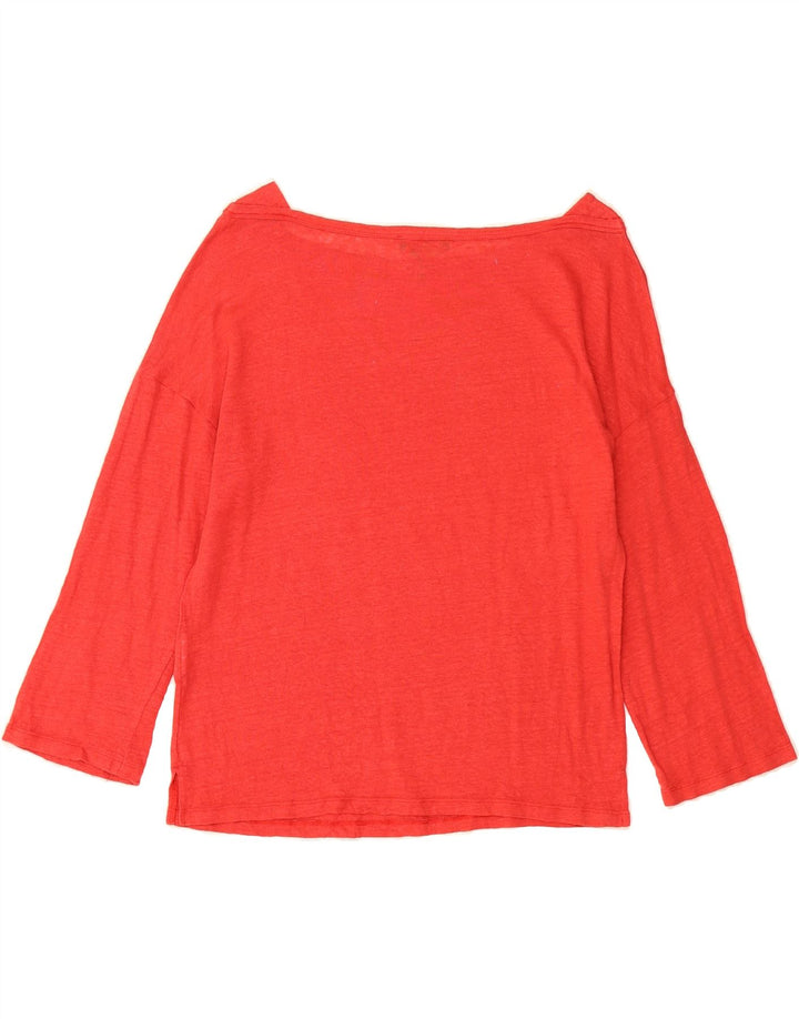 BENETTON Womens Top 3/4 Sleeve UK 14 Medium Red Linen Vintage Benetton and Second-Hand Benetton from Messina Hembry 