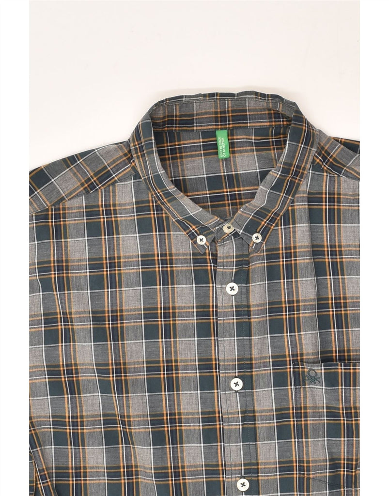 BENETTON Mens Shirt Medium Grey Check | Vintage Benetton | Thrift | Second-Hand Benetton | Used Clothing | Messina Hembry 