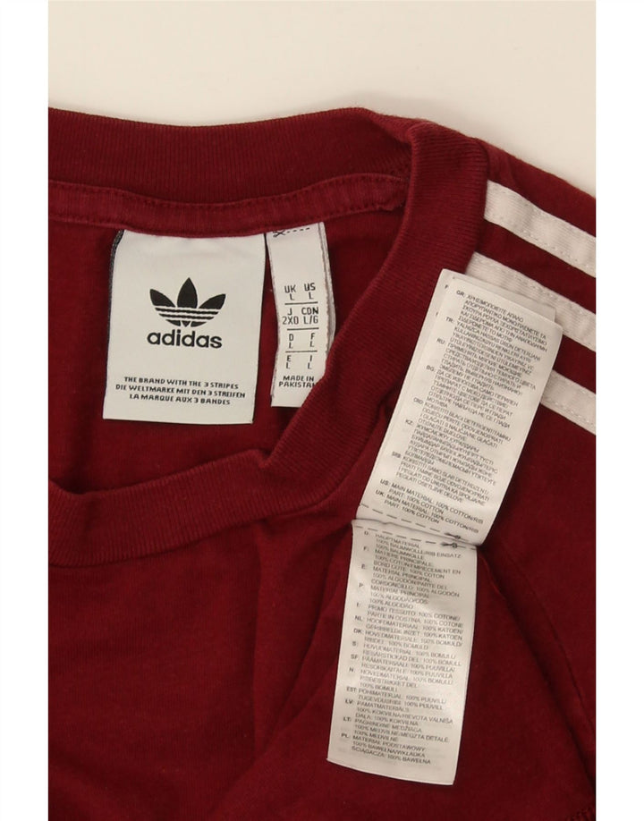 Adidas Mens T-Shirt Top Large Red Cotton