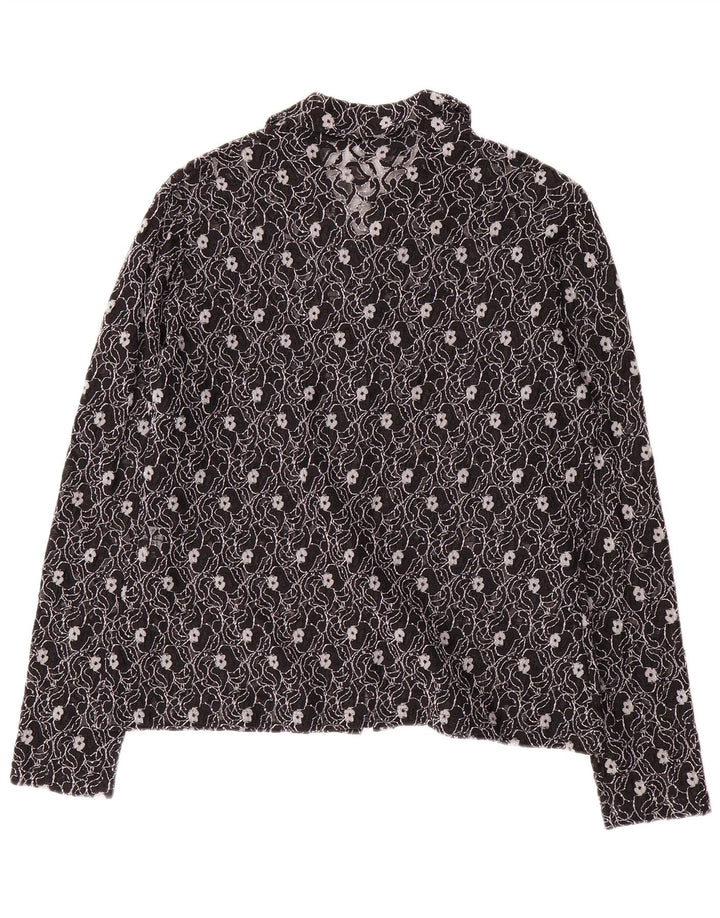 SARA GLENZER Womens Shirt Blouse IT 44 Medium Black Floral