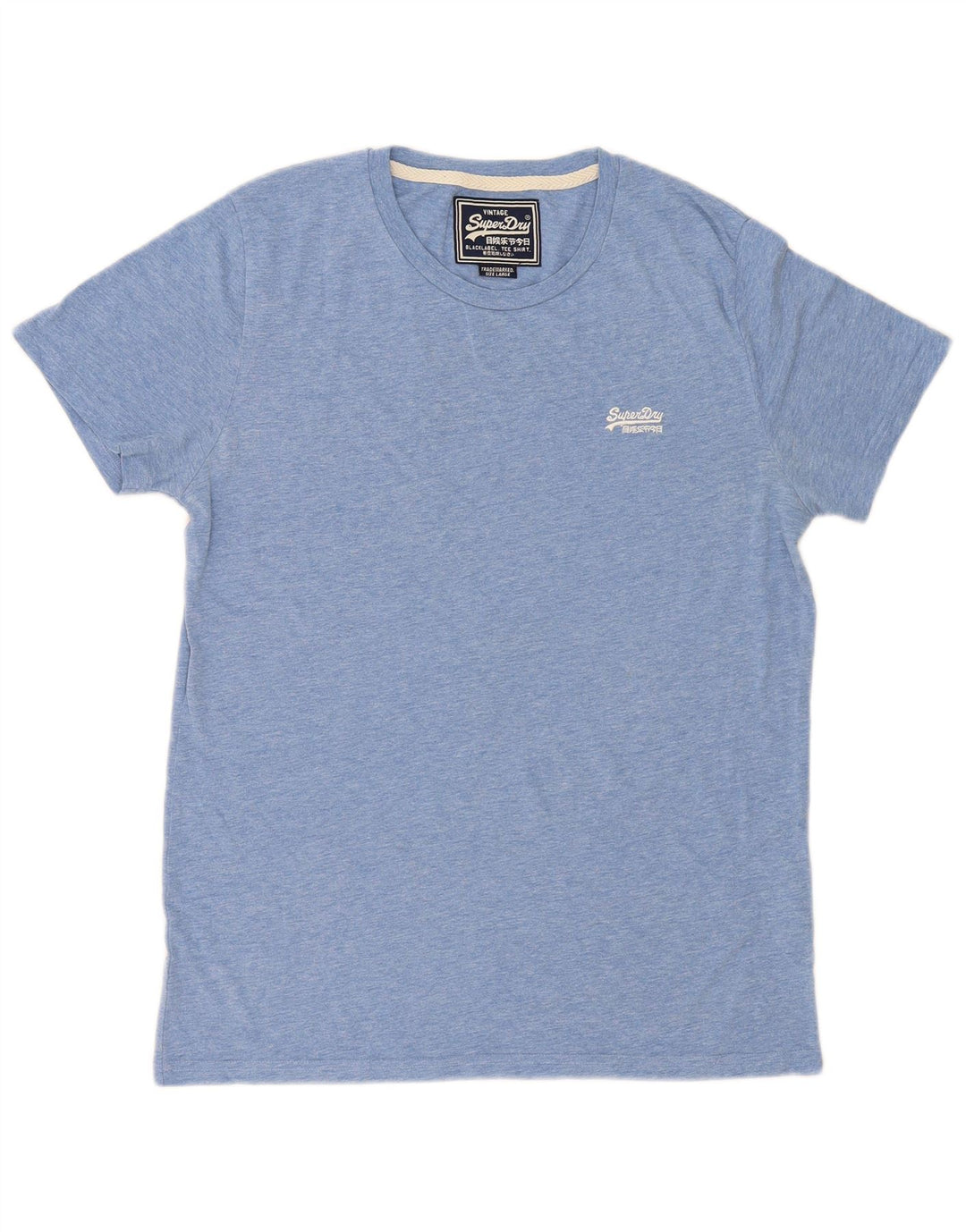 Superdry Mens T-Shirt Top Large Blue Flecked Cotton