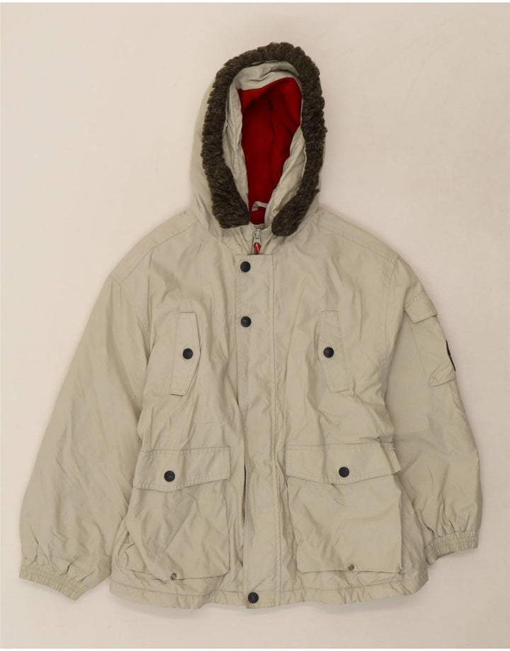 TIMBERLAND Boys Hooded Windbreaker Jacket 9-10 Years Grey Polyester Vintage Timberland and Second-Hand Timberland from Messina Hembry 