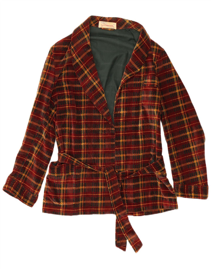 Vintage Womens Blazer Jacket IT 52 2XL Burgundy Check