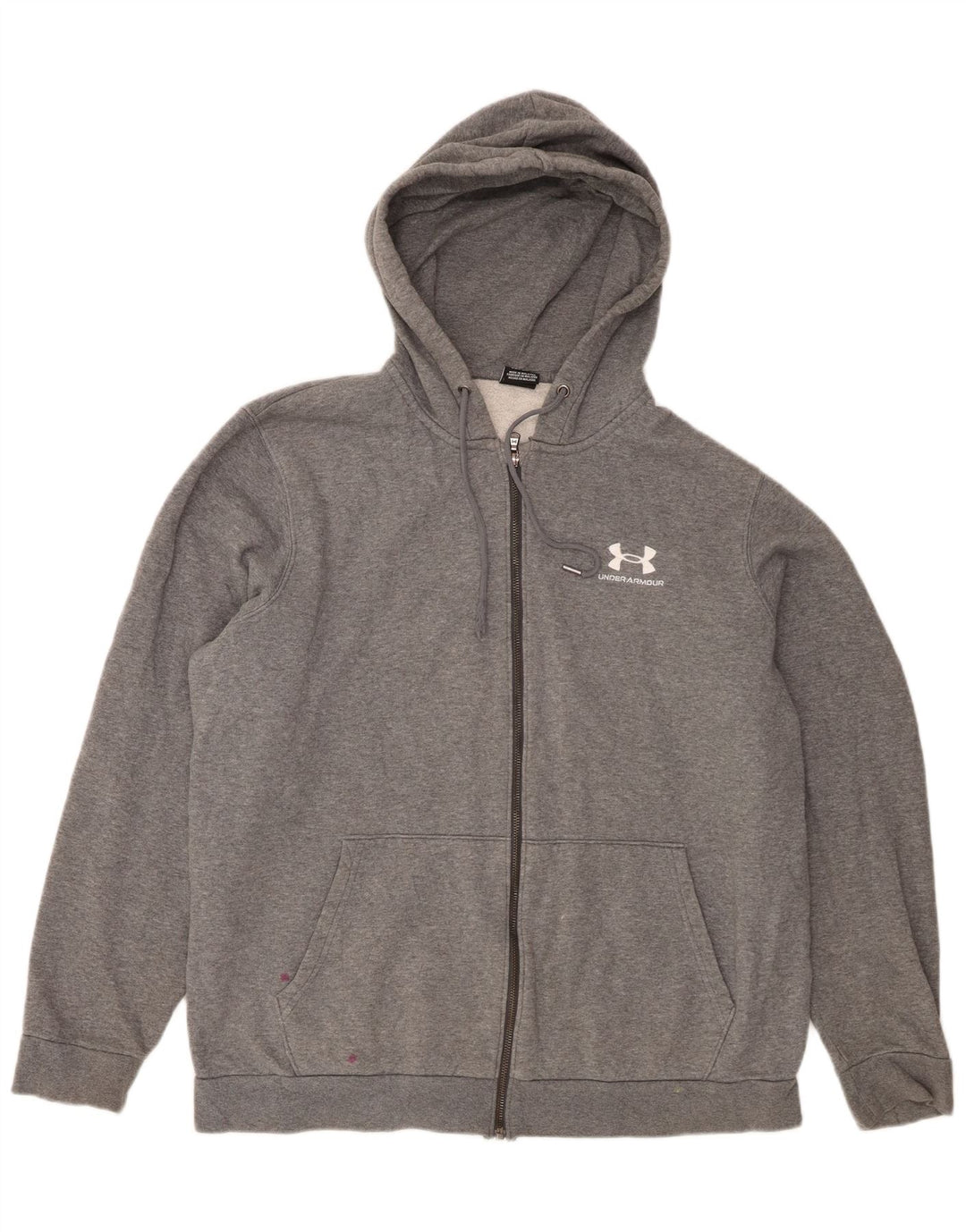 Under Armour Mens Zip Hoodie Sweater Large Grey Flecked Cotton