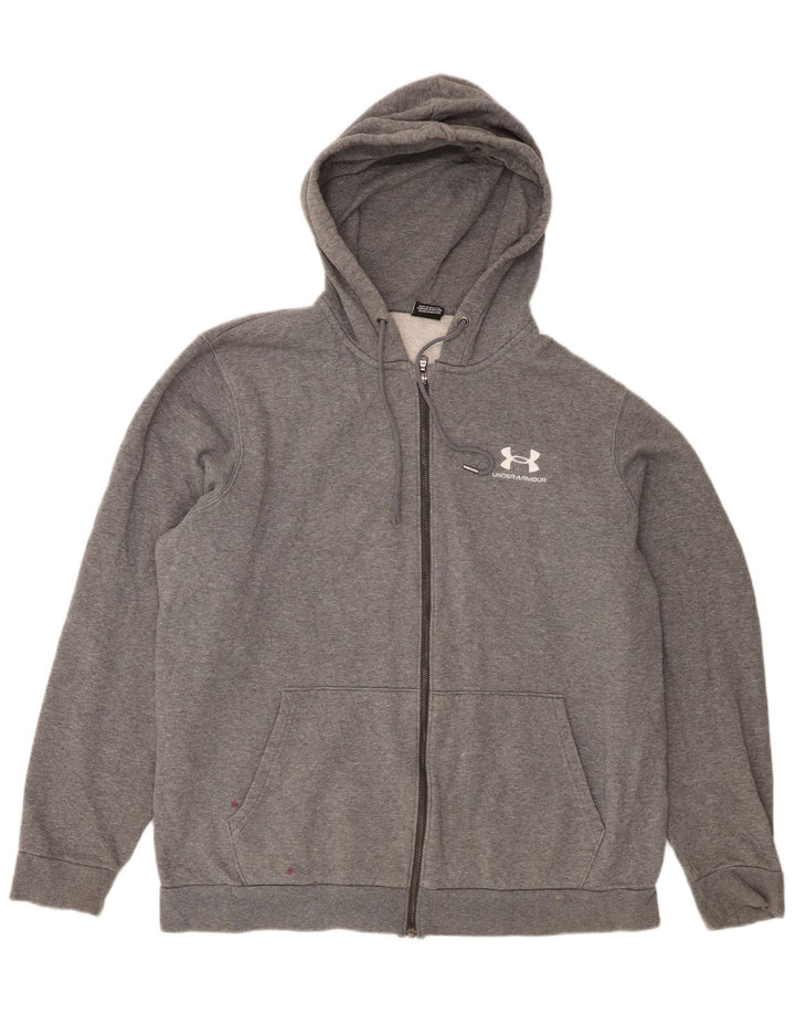 Under Armour Mens Zip Hoodie Sweater Large Grey Flecked Cotton