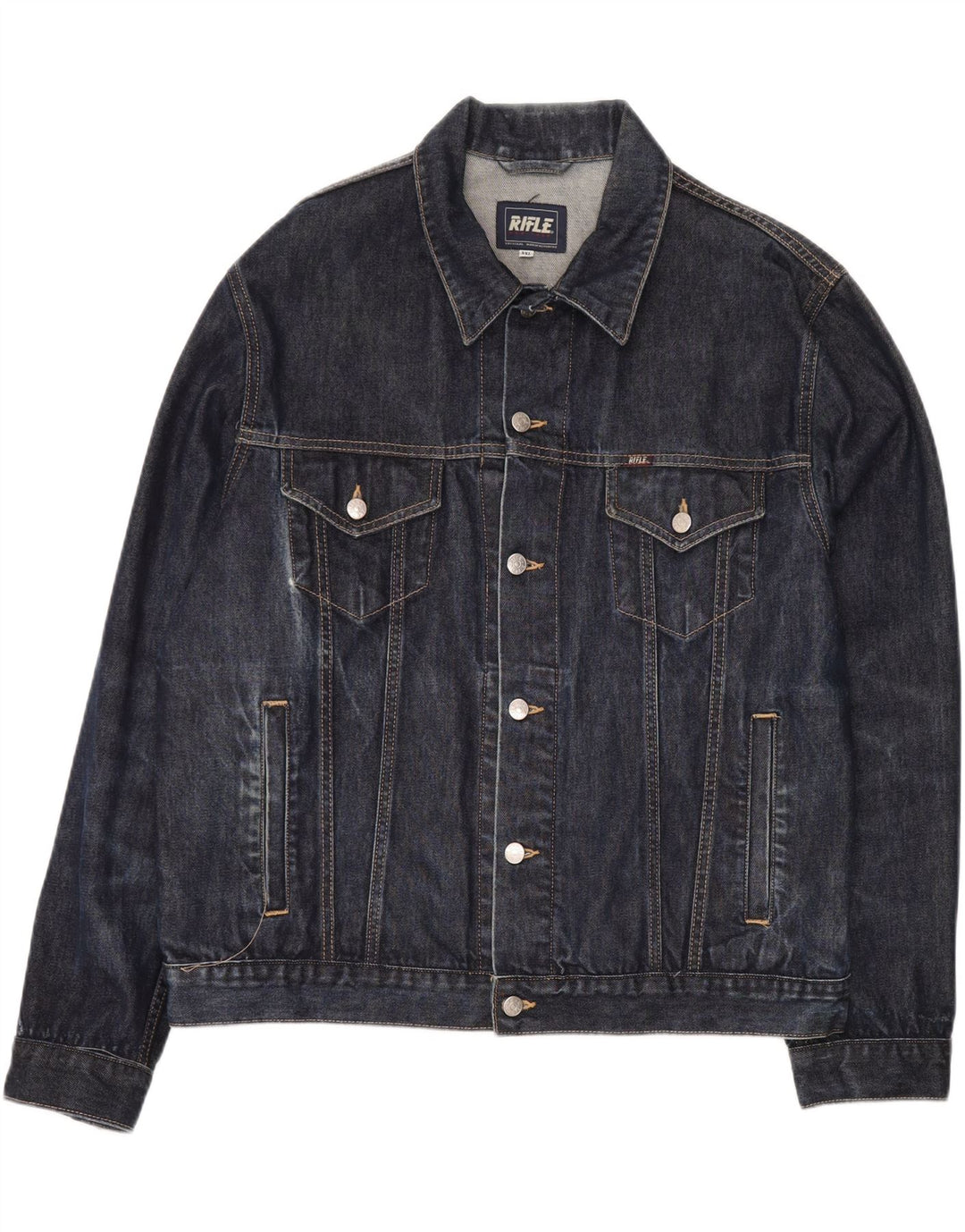 RIFLE Mens Denim Jacket UK 44 2XL Blue Cotton