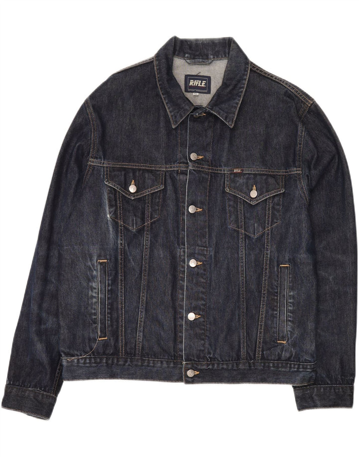 RIFLE Mens Denim Jacket UK 44 2XL Blue Cotton
