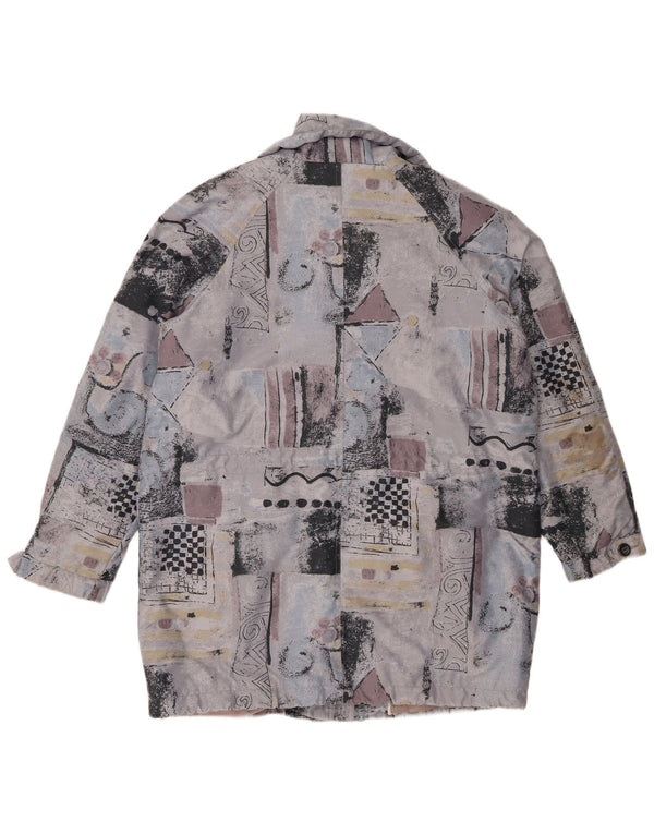 Vintage Womens Oversized Windbreaker Coat UK 14/16 Large Grey Patchwork