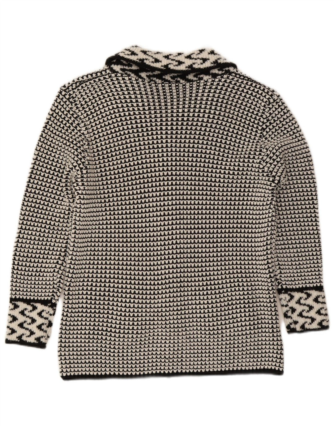 Vintage Womens Cardigan Sweater UK 14 Medium Grey Geometric