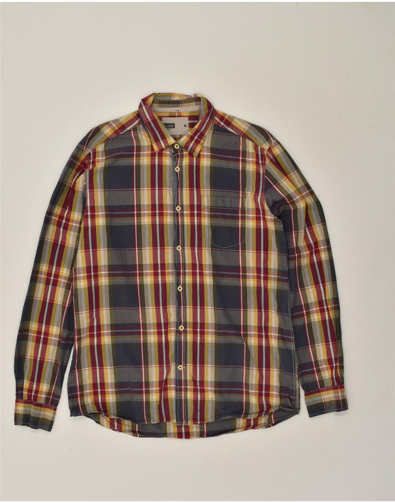 JULES Mens Shirt XL Yellow Check Cotton | Vintage Jules | Thrift | Second-Hand Jules | Used Clothing | Messina Hembry 