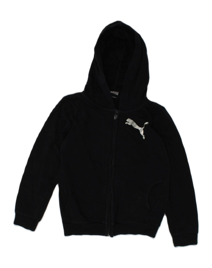 PUMA Girls Zip Hoodie Sweater 7-8 Years Black Cotton | Vintage Puma | Thrift | Second-Hand Puma | Used Clothing | Messina Hembry 