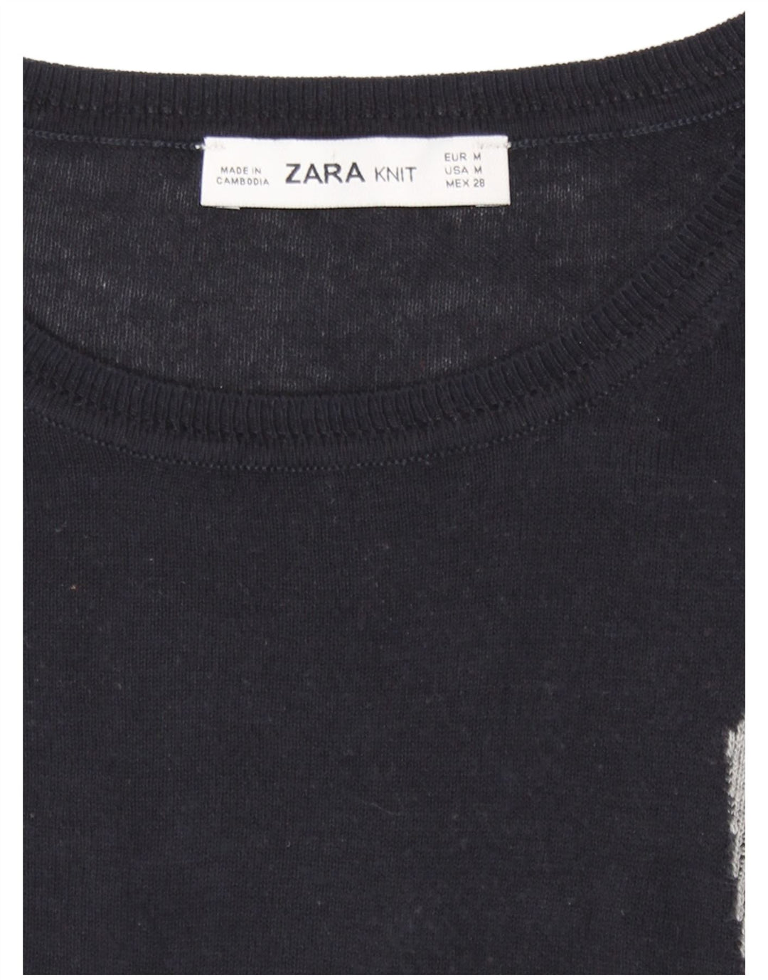 Zara Womens Crew Neck Jumper Sweater UK 14 Medium Black Colourblock