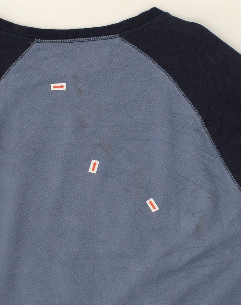 TOMMY HILFIGER Mens Tall Sweatshirt Jumper XL Blue Colourblock Cotton | Vintage Tommy Hilfiger | Thrift | Second-Hand Tommy Hilfiger | Used Clothing | Messina Hembry 