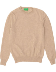 BENETTON Womens Boat Neck Jumper Sweater UK 8 Small Beige New Wool