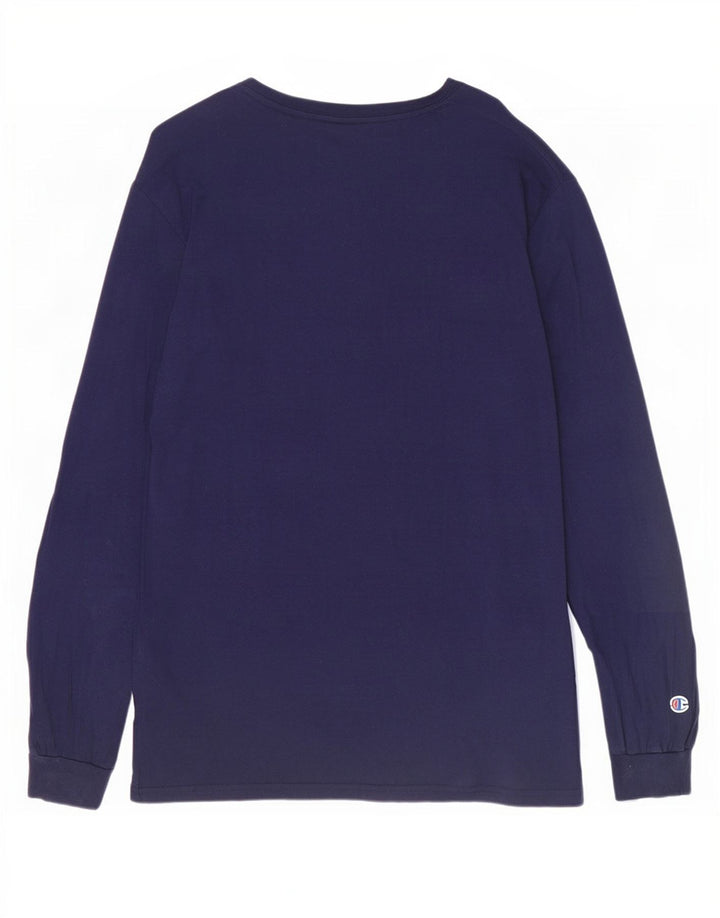 Champion Mens Graphic Top Long Sleeve Medium Navy Blue Cotton
