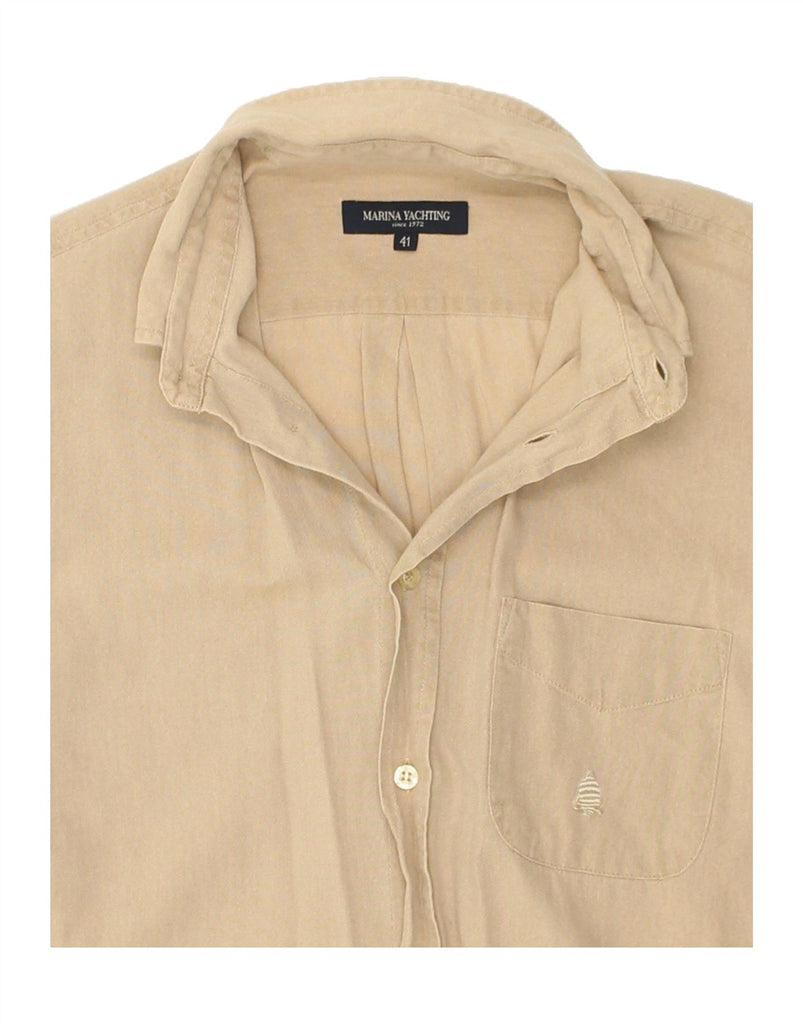 MARINA YACHTING Mens Shirt Size 41 Large Beige Cotton | Vintage Marina Yachting | Thrift | Second-Hand Marina Yachting | Used Clothing | Messina Hembry 