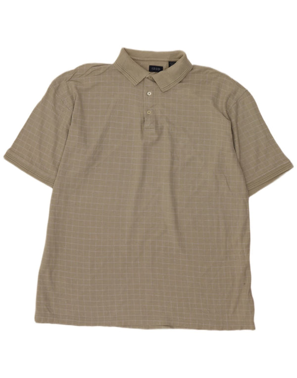 Izod Mens Tall Polo Shirt XL Green Geometric Cotton