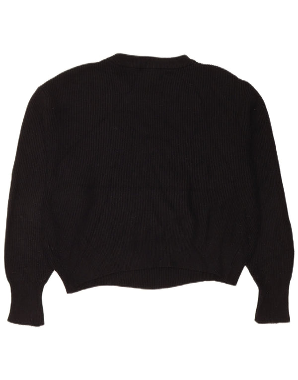 Zara Womens Oversized Crew Neck Jumper Sweater UK 14 Medium Black Viscose