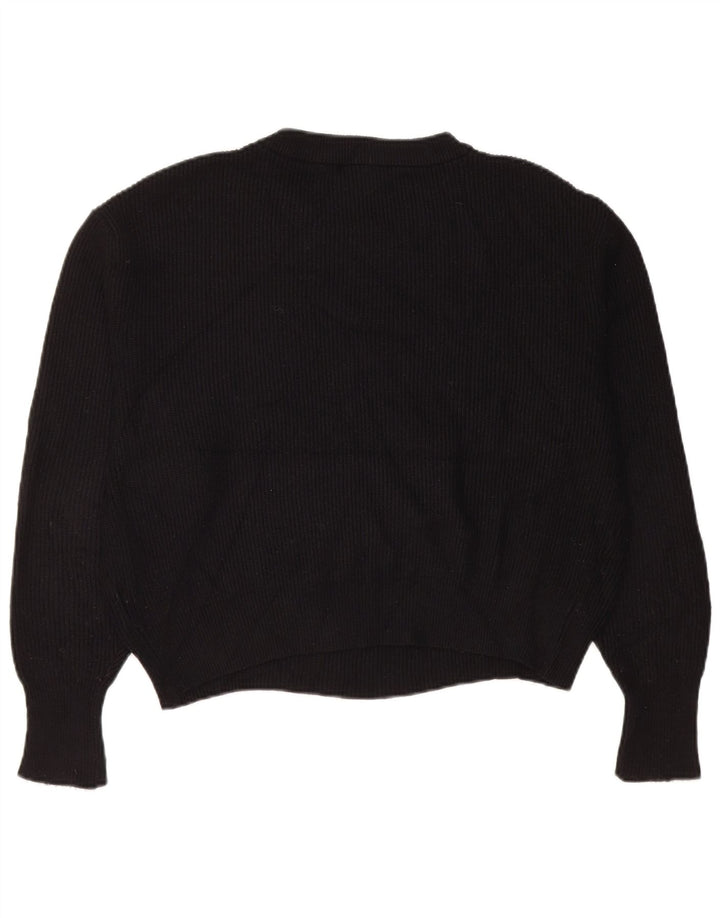 Zara Womens Oversized Crew Neck Jumper Sweater UK 14 Medium Black Viscose