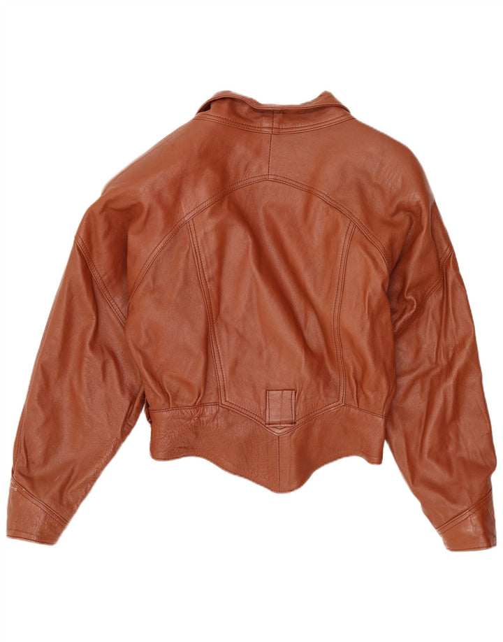 Vintage Womens Leather Jacket UK 10 Small Brown