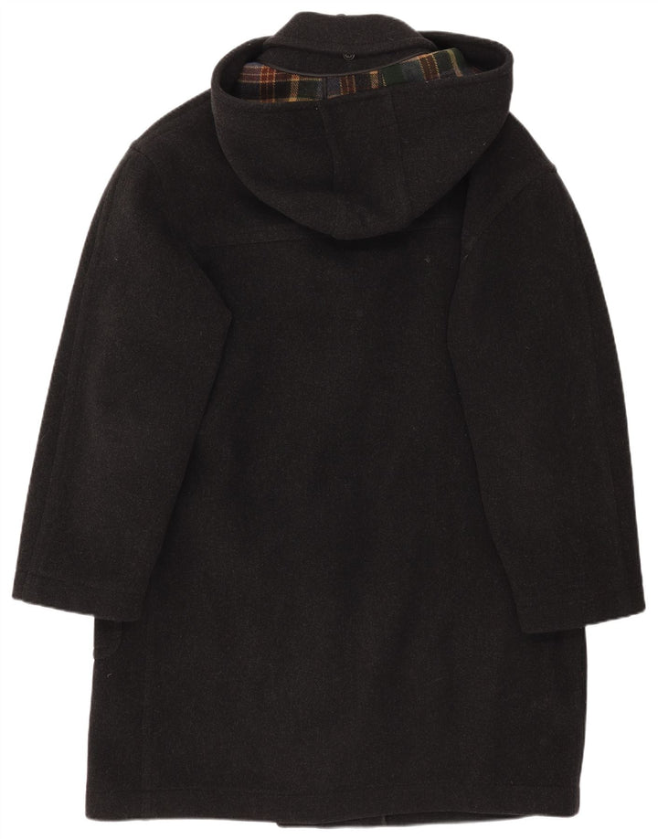 Vintage Mens Hooded Duffle Coat IT 52 XL Black