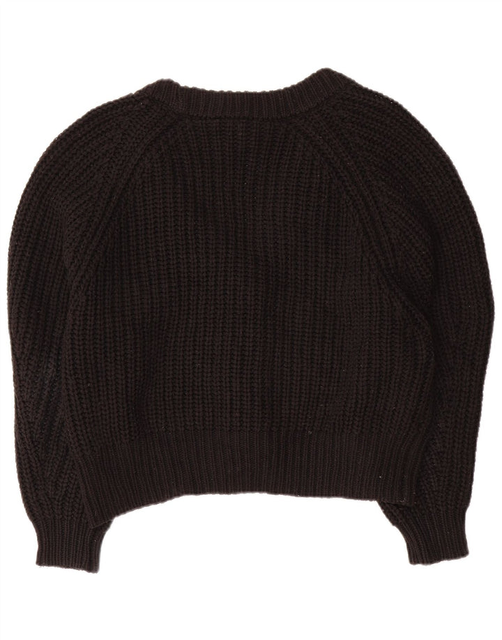Topshop Womens Crop Oversized Cardigan Sweater UK 14 Medium Black Acrylic