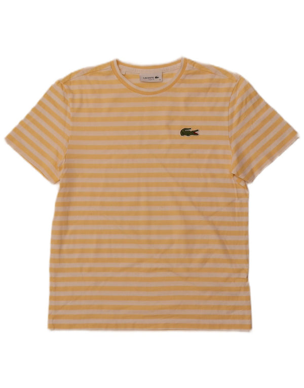 LACOSTE Womens Loose Fit T-Shirt Top Size 34 Small Yellow Striped