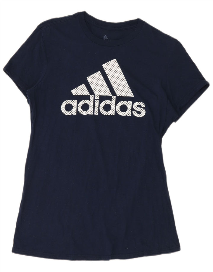 Adidas Womens Graphic T-Shirt Top UK 14 Medium Navy Blue