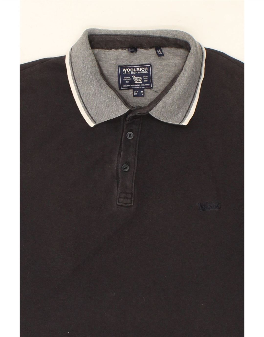 WOOLRICH Mens Polo Shirt Medium Black Vintage Woolrich and Second-Hand Woolrich from Messina Hembry 